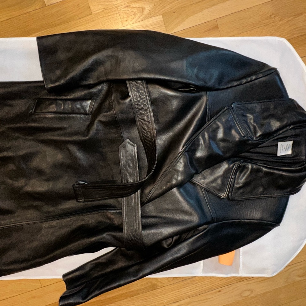 Vetements Black Leather Trench Coat